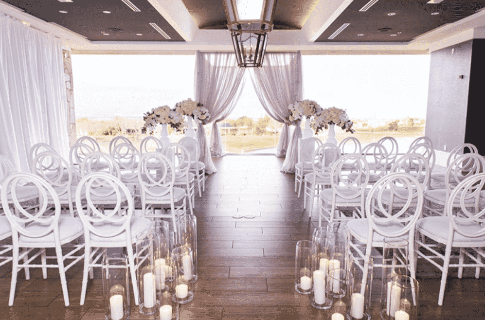 Wedding aisle and arch at the Revere Golf Club in Las Vegas.