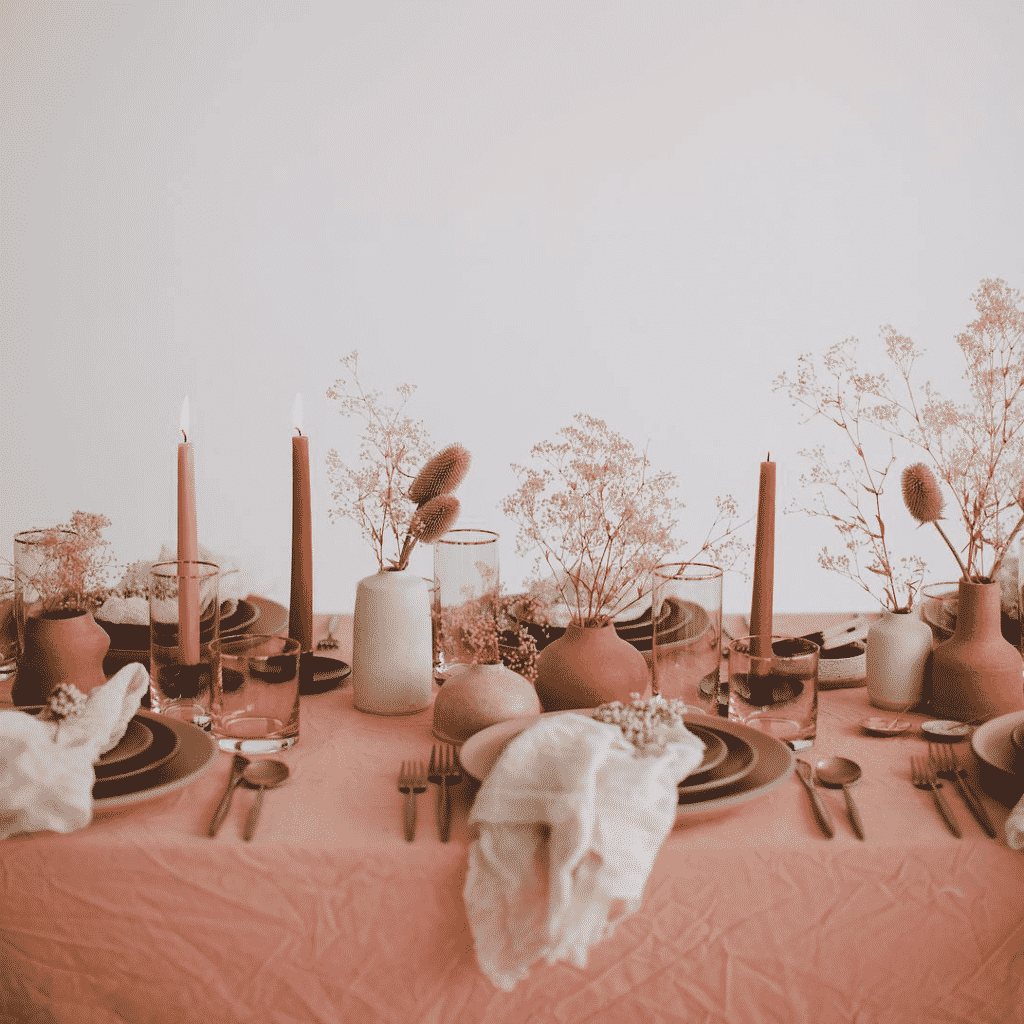 Terracotta table settings.