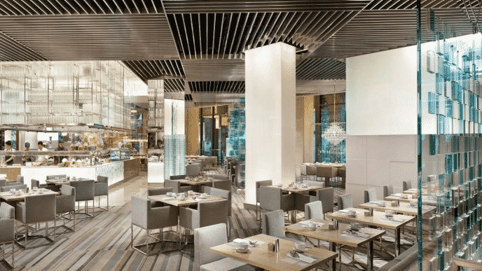The dining room of the Bacchanal Buffet.