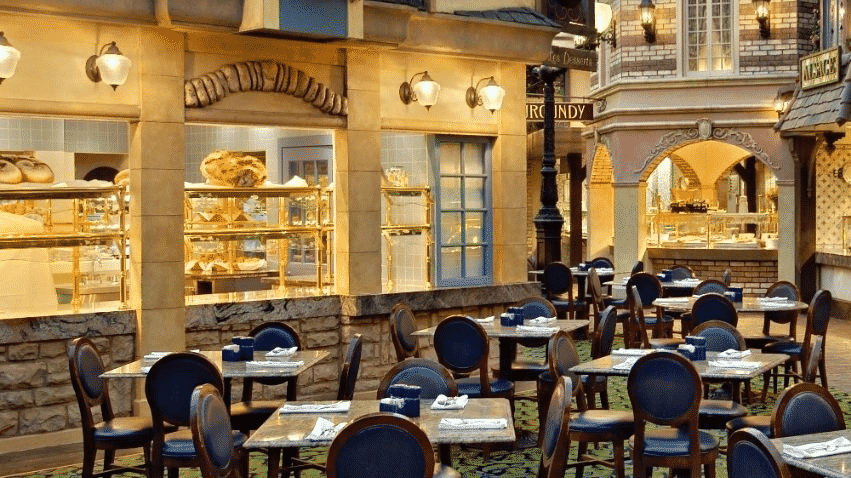 The seating area of The Paris Le Village Buffet.