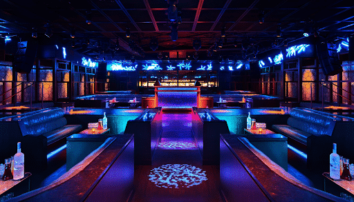 The lounge at the Hakkasan Nightclub.
