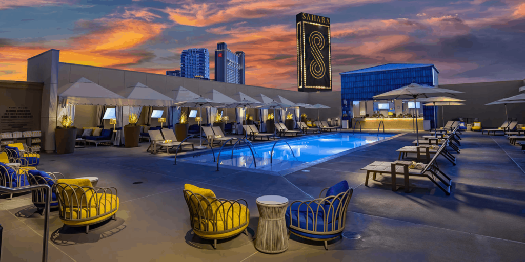 The rooftop pool of the SAHARA Las Vegas hotel.